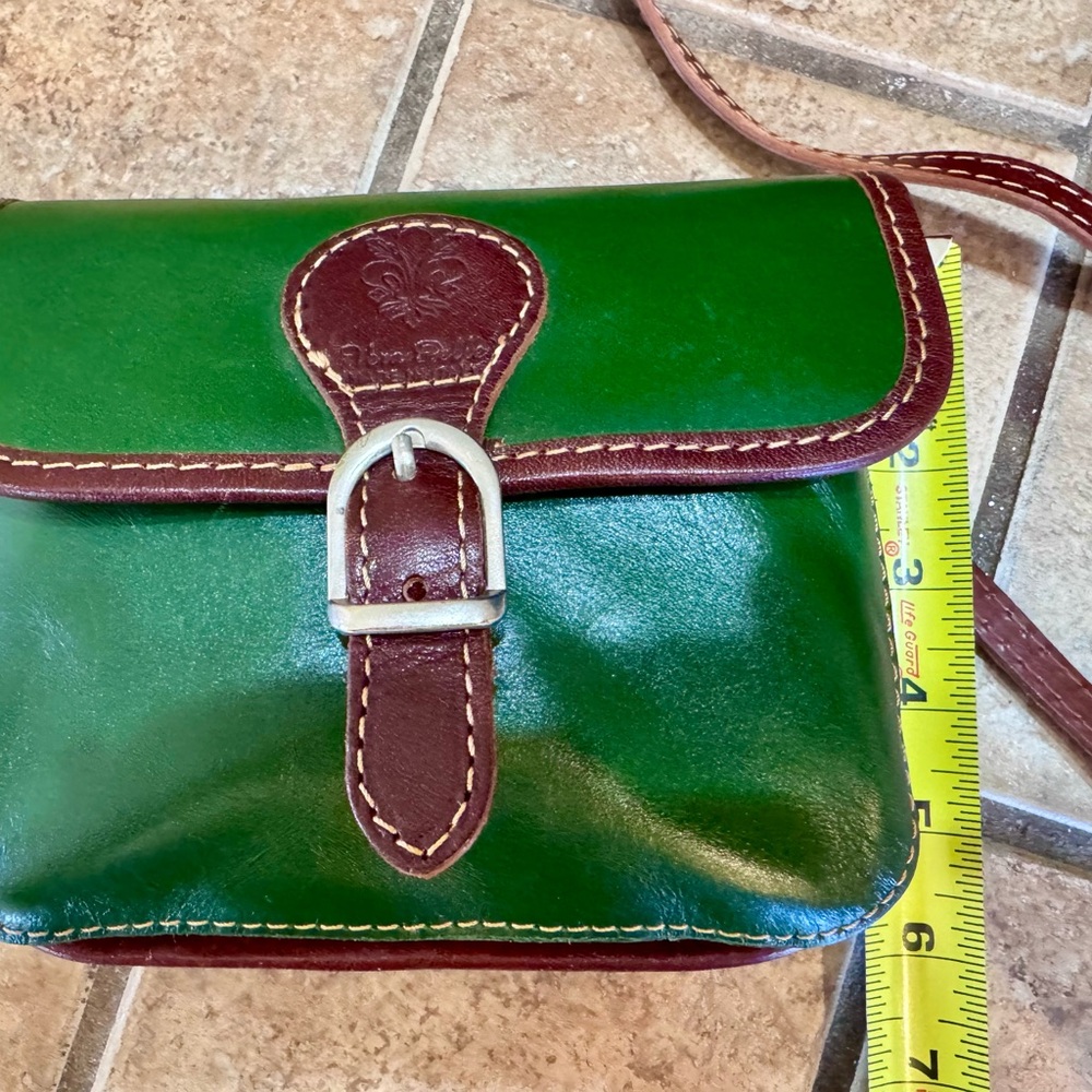 Vera Pelle Green and Brown Leather Crossbody Bag - - Picture 5 of 8
